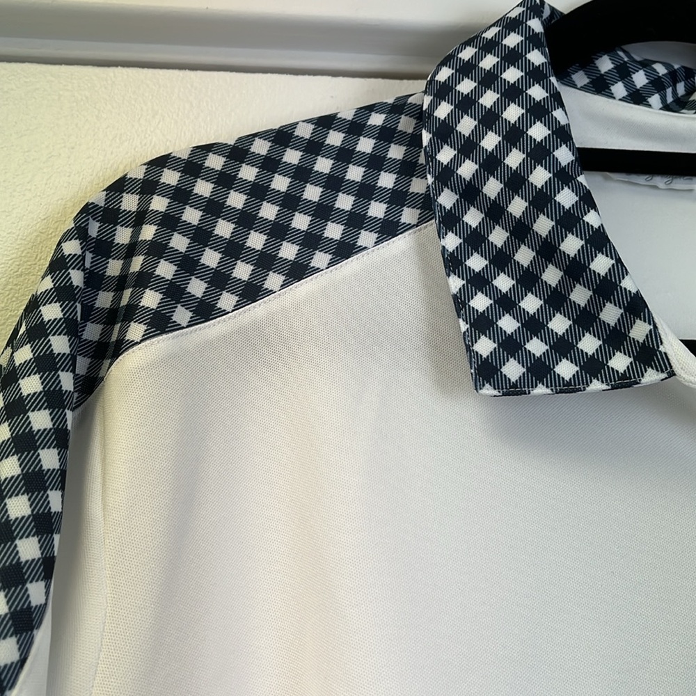 Lady Hagen women’s NWT desert getaway print block short sleeve polo gingham 2X - Picture 3 of 11